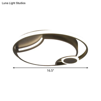 DecorBites™ DecorBites™ Modern Black Iron Cut-Out Design LED Ceiling Light - 16.5"/20.5" Wide - Round Flush Mount - Warm/White Light