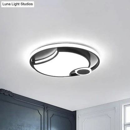 DecorBites™ DecorBites™ Modern Black Iron Cut-Out Design LED Ceiling Light - 16.5"/20.5" Wide - Round Flush Mount - Warm/White Light