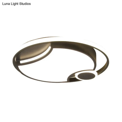 DecorBites™ DecorBites™ Modern Black Iron Cut-Out Design LED Ceiling Light - 16.5"/20.5" Wide - Round Flush Mount - Warm/White Light