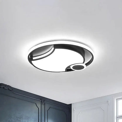 DecorBites™ DecorBites™ Modern Black Iron Cut-Out Design LED Ceiling Light - 16.5"/20.5" Wide - Round Flush Mount - Warm/White Light