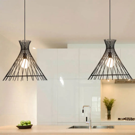 Modern Black Iron Kitchen Island Pendant Ceiling Light with Cone Shade