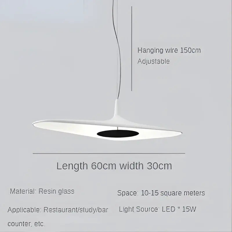 Modern black irregular art pendant lamp with a sleek white resin glass disc and black central led fixture for living room decorbites irregular art pendant