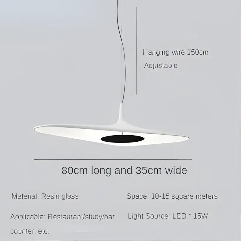 Modern black irregular art pendant lamp with white resin glass and black circular center for stylish living room decor