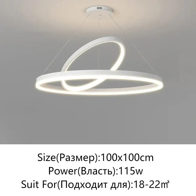 Modern black irregular ceiling chandelier with white led interlocking circular rings for decorbites irregular ceiling lighting