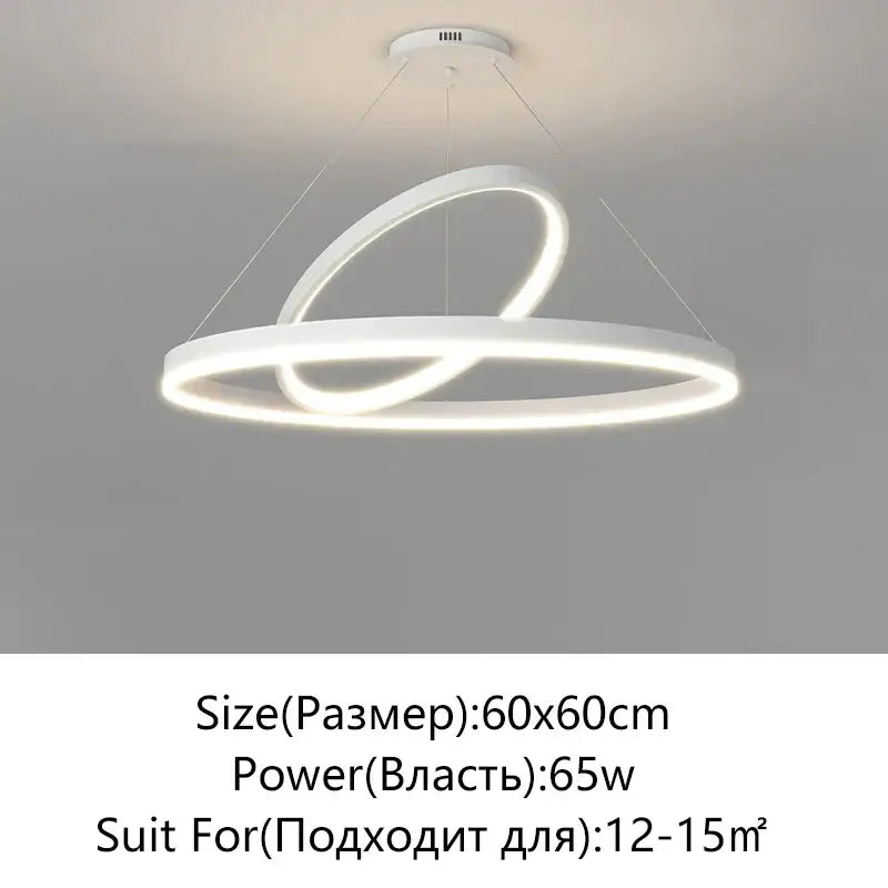 Modern black irregular ceiling chandelier featuring white led light with two interlocking circular rings decorbites irregular ceiling