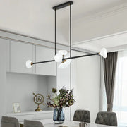DecorBites contemporary black metal island pendant ceiling light with frosted white glass globe shades