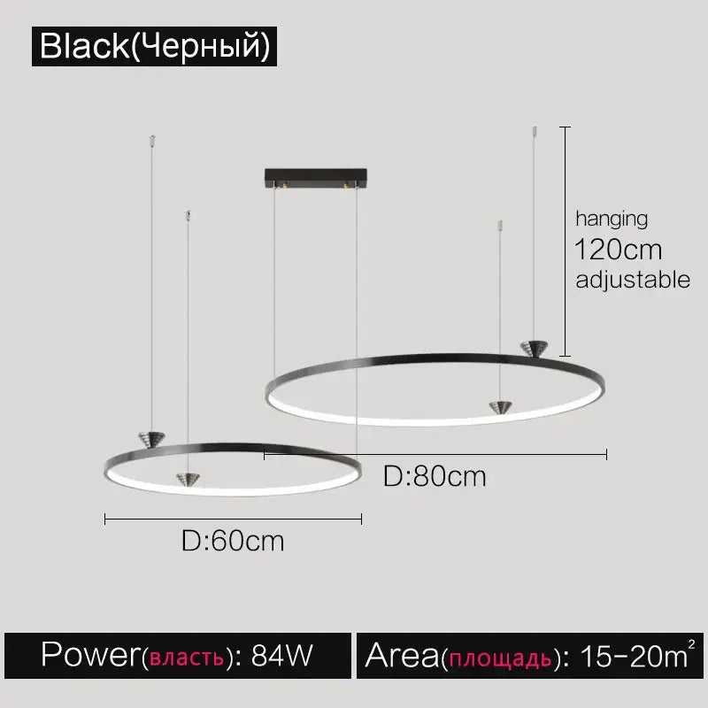 Modern black italian style annular pendant lamp with adjustable hanging lengths for dining room decorbites italian style