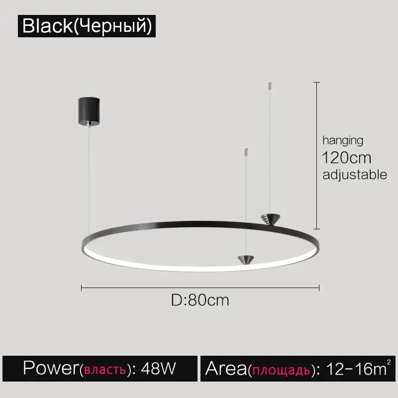 Modern black italian style annular pendant lamp with adjustable hanging length for dining room decorbites italian style