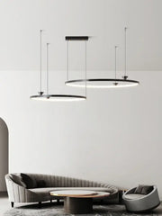 Modern black italian style annular pendant lamp with sleek circular frames and integrated led lighting for dining room decorbites italian style