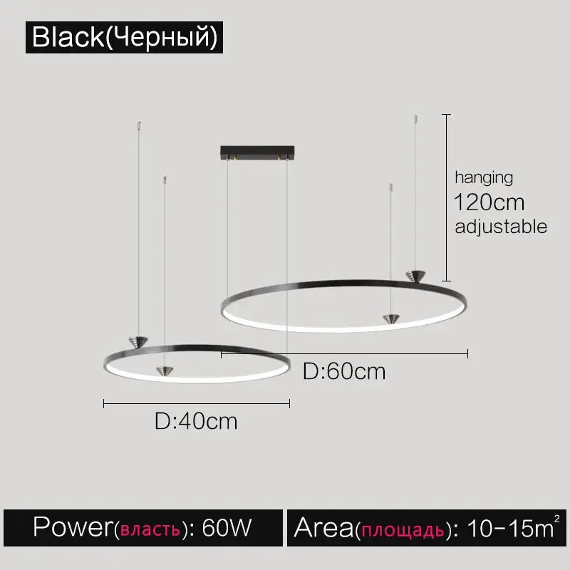 Modern black italian style annular pendant lamp with adjustable hanging lengths and sleek metallic frames for dining room decorbites italian style