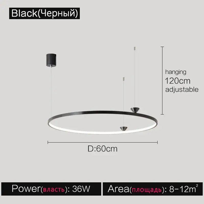 Modern black italian style annular pendant lamp with sleek circular led design and adjustable hanging length for dining room decorbites italian style