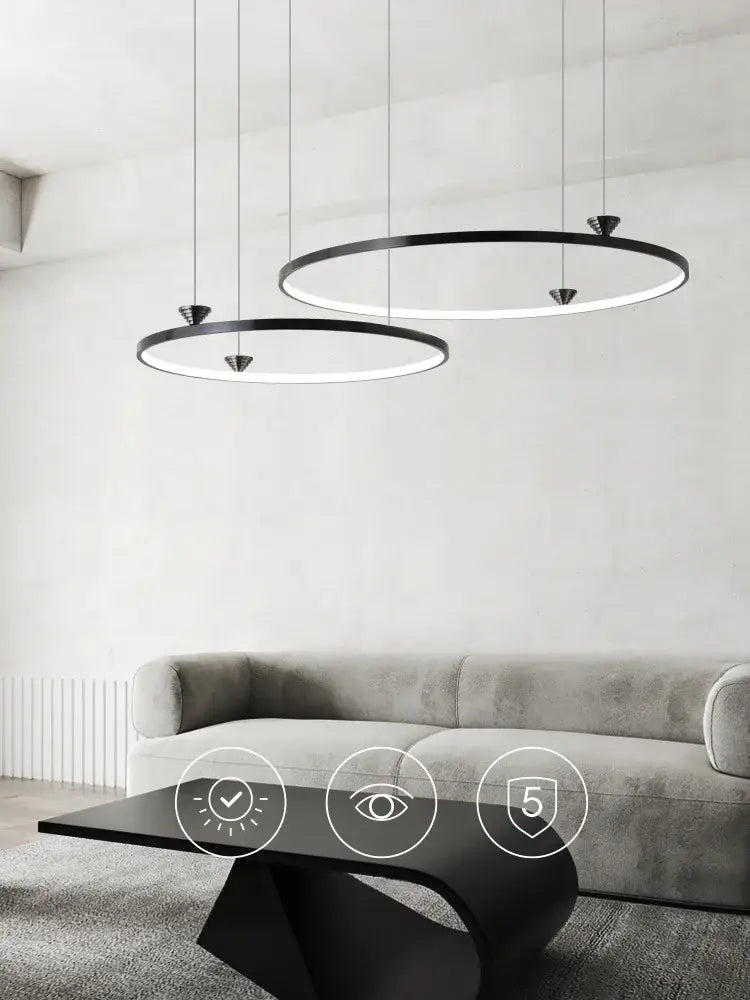 Modern black italian style annular pendant lamp with sleek minimalist design for dining room decorbites italian style