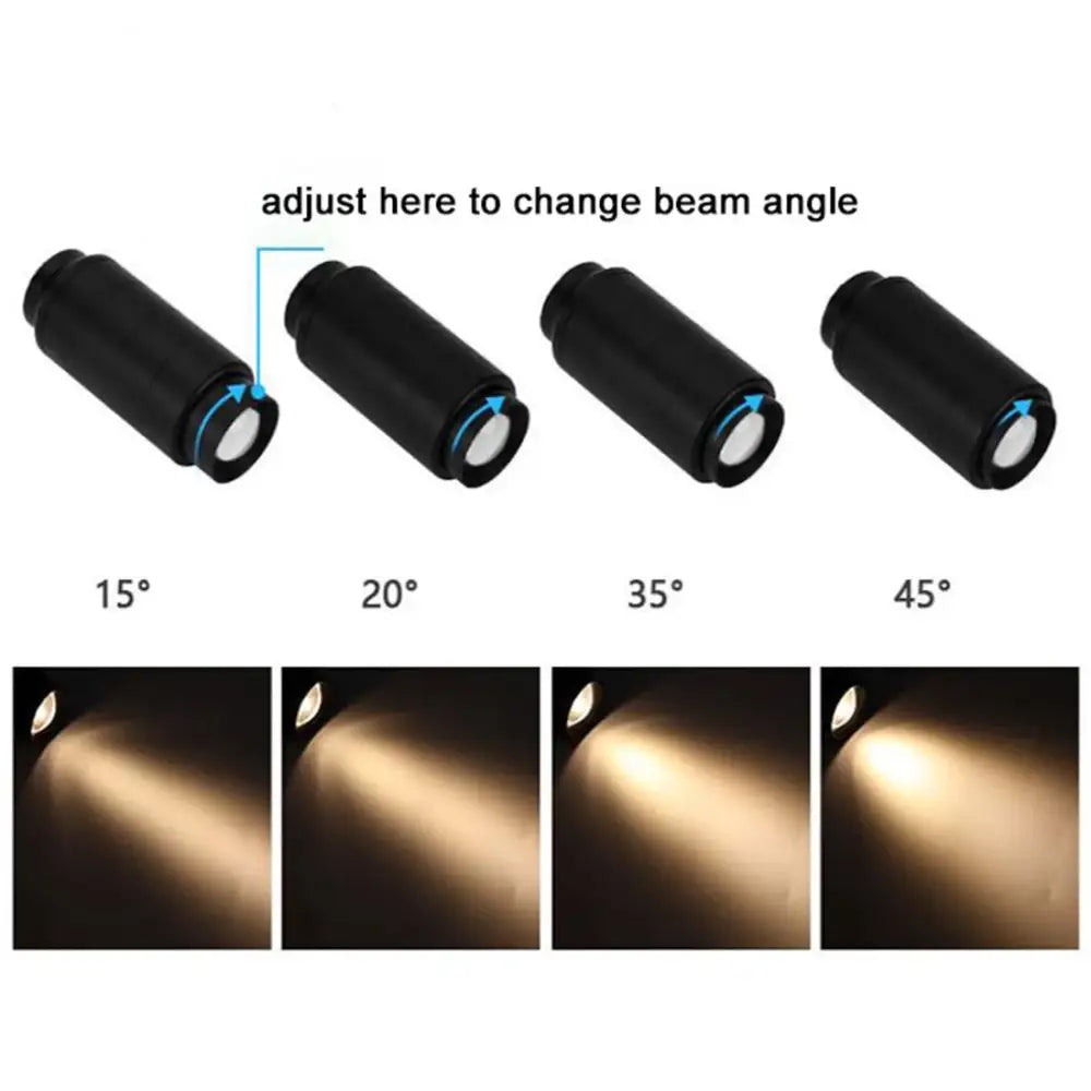 Modern black knob switch led gooseneck reading lamp with black cylindrical spotlight adjustable from 15 to 45 degrees