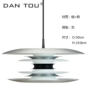 Modern black gray dan tou pendant light with layered aluminum and iron disc design iron art flying pendant lights decorbites