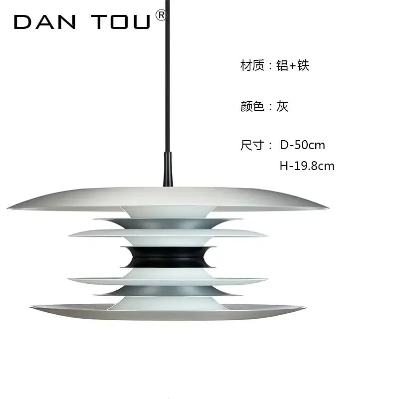 Modern black gray dan tou pendant light with layered aluminum and iron disc design iron art flying pendant lights decorbites