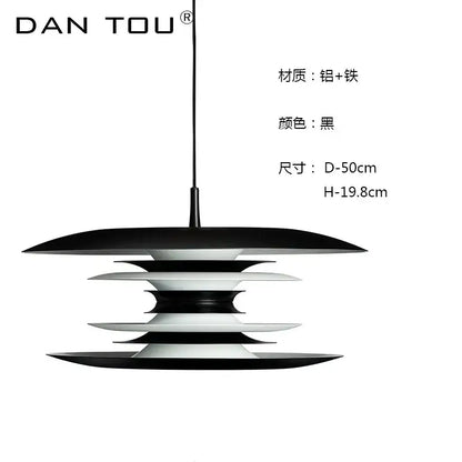 Modern black and white layered pendant light with tiered iron art flying design made of aluminum and iron for dining room decorbites iron art