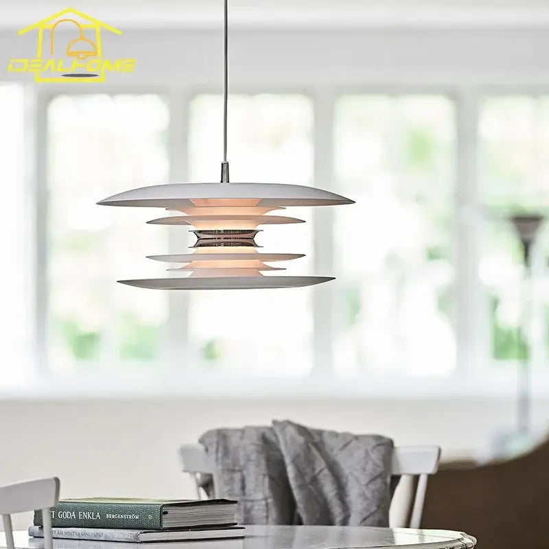 Modern white layered pendant light with sleek minimalist design for dining room decorbites iron art flying pendant lights