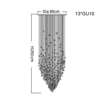 Modern black leaf crystal led chandelier with 13 gu10 lights cascading 125 cm tall by 80 cm diameter decorbites crystal led