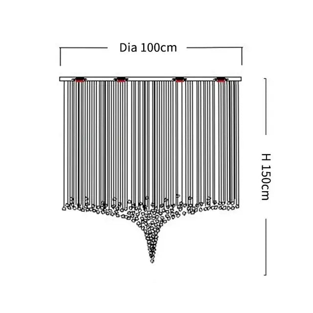 Modern black leaf crystal led chandelier with 100cm diameter and thin vertical rods for staircase decorbites crystal led lighting