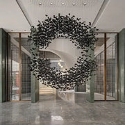Modern black leaf crystal led chandelier staircase pendant light featuring decorbites crystal led sculptural design
