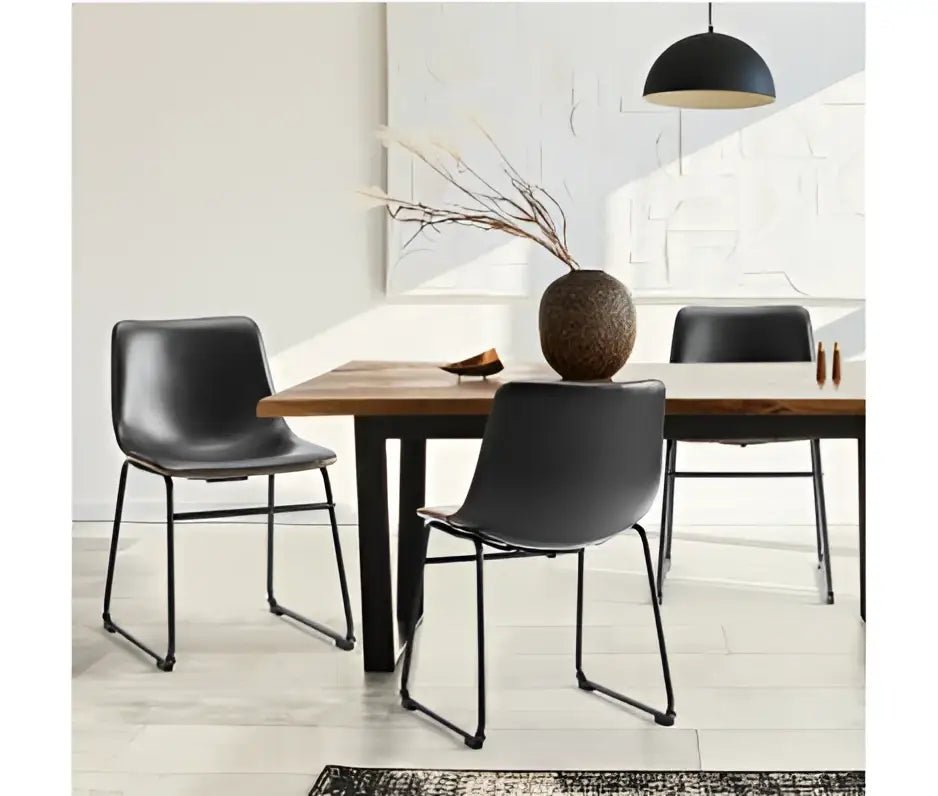 Modern black leather bar stools with gold stitching for kitchen island - Decorbites