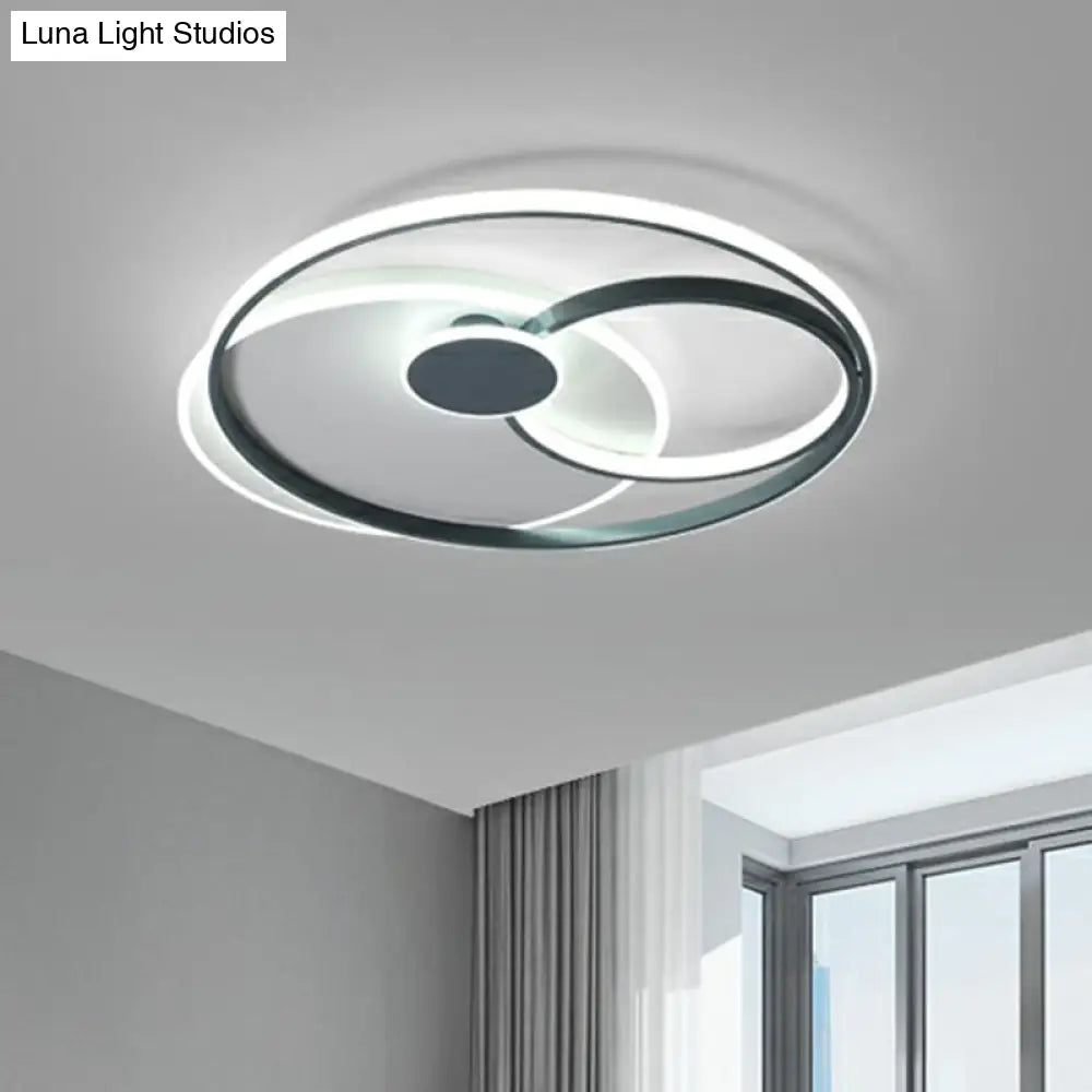 DecorBites™ DecorBites™ Modern Black LED Ceiling Flush Light for Bedroom - Simple Style Metal Semi-Mount Fixture