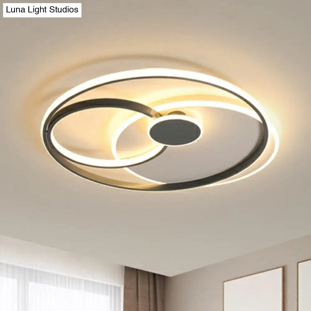DecorBites™ DecorBites™ Modern Black LED Ceiling Flush Light for Bedroom - Simple Style Metal Semi-Mount Fixture