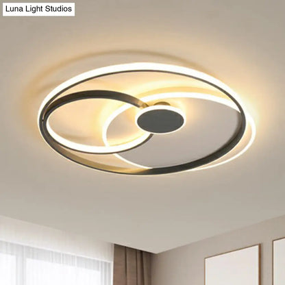 DecorBites™ DecorBites™ Modern Black LED Ceiling Flush Light for Bedroom - Simple Style Metal Semi-Mount Fixture
