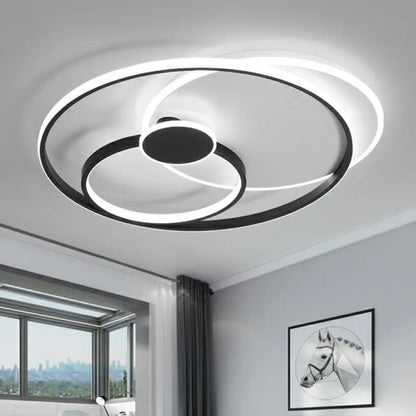DecorBites™ DecorBites™ Modern Black LED Ceiling Flush Light for Bedroom - Simple Style Metal Semi-Mount Fixture