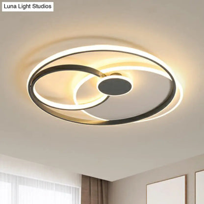 DecorBites™ DecorBites™ Modern Black LED Ceiling Flush Light for Bedroom - Simple Style Metal Semi-Mount Fixture