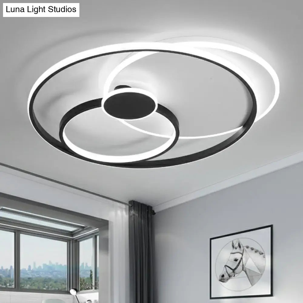 DecorBites™ DecorBites™ Modern Black LED Ceiling Flush Light for Bedroom - Simple Style Metal Semi-Mount Fixture