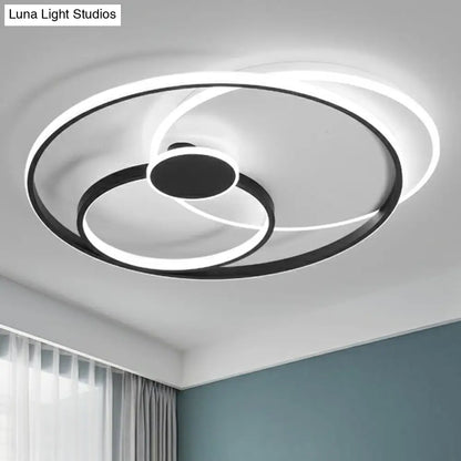 DecorBites™ DecorBites™ Modern Black LED Ceiling Flush Light for Bedroom - Simple Style Metal Semi-Mount Fixture