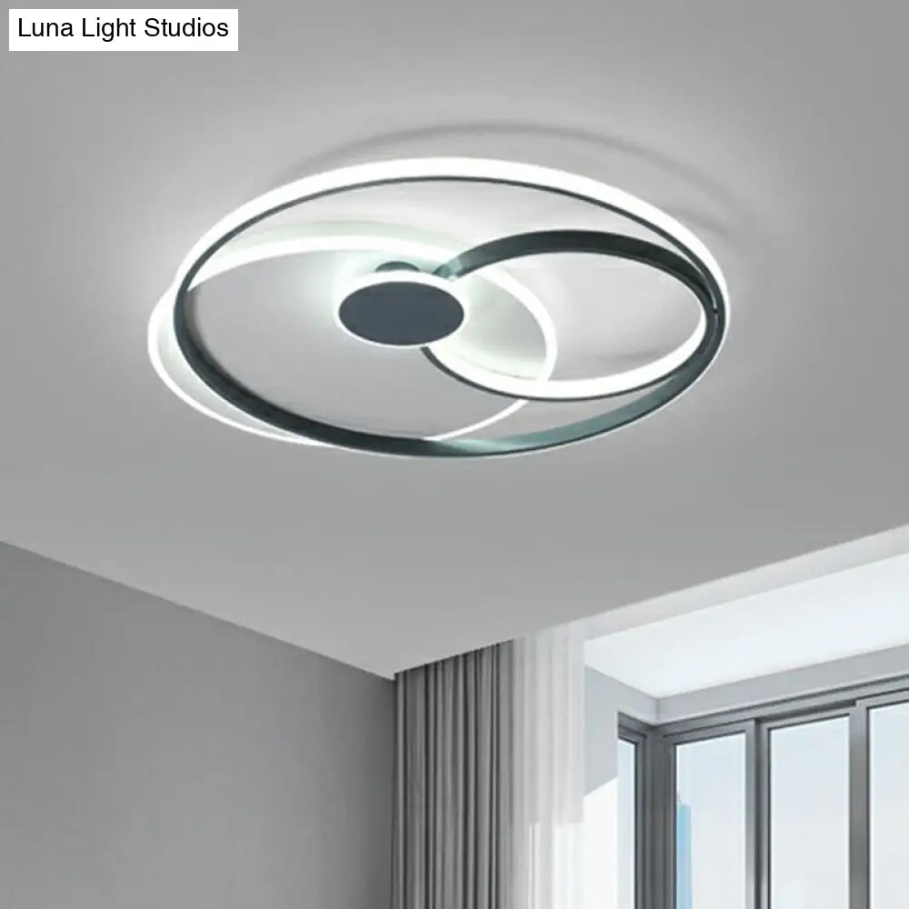 DecorBites™ DecorBites™ Modern Black LED Ceiling Flush Light for Bedroom - Simple Style Metal Semi-Mount Fixture