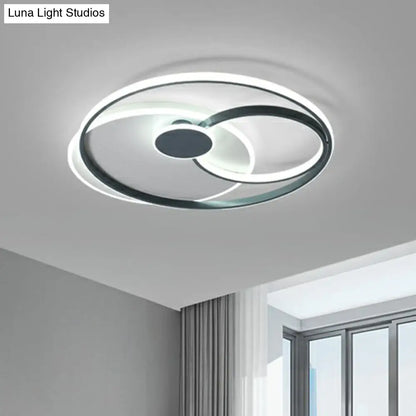 DecorBites™ DecorBites™ Modern Black LED Ceiling Flush Light for Bedroom - Simple Style Metal Semi-Mount Fixture