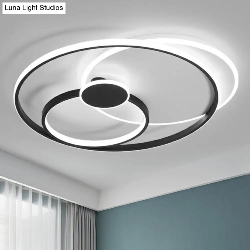 DecorBites™ DecorBites™ Modern Black LED Ceiling Flush Light for Bedroom - Simple Style Metal Semi-Mount Fixture