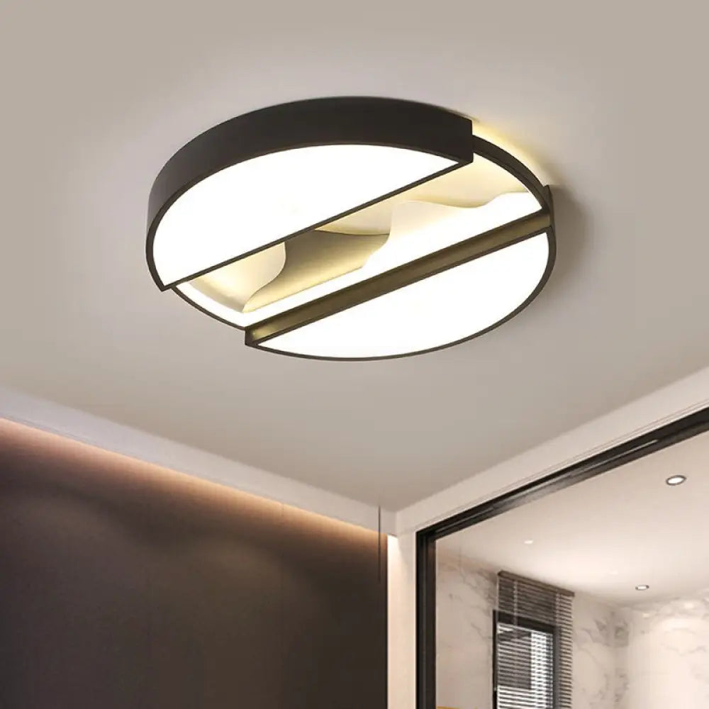 DecorBites™ DecorBites™ Modern Black LED Ceiling Flush Mount with Metal Shade - Warm/White Light - 16.5"/20.5" Wide