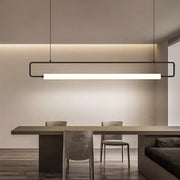 Modern black rectangular pendant led ceiling light with minimalist design for dining table island lighting