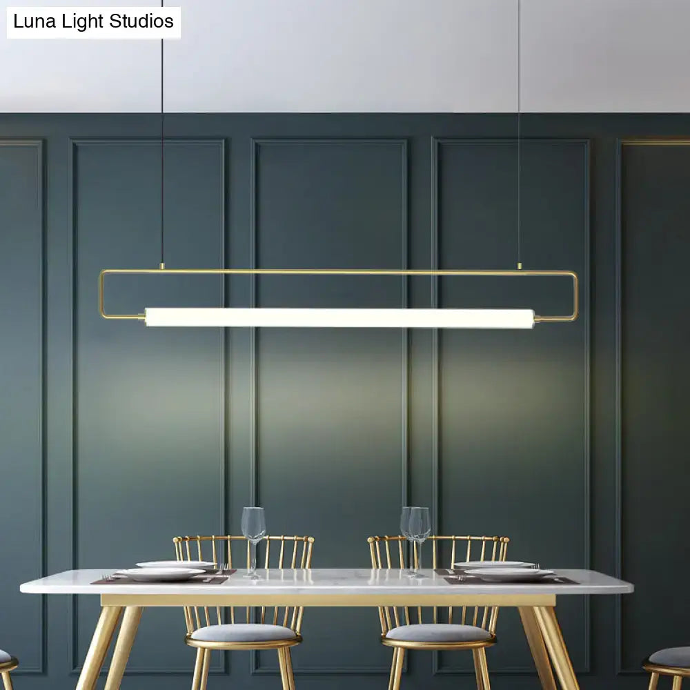 Modern gold-framed rectangular pendant island lighting with sleek minimalist design for dining table led ceiling use