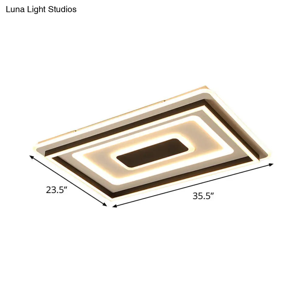 DecorBites™ DecorBites™ Modern Black LED Ceiling Lamp - Tiered Rectangle Design, Flush-Mount Light Fixture for Sitting Room, Warm/White Light
