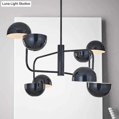 Lámpara de araña LED moderna negra - Colgante de oficina de 8 luces con pantalla de hierro en forma de cúpula