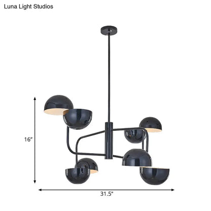 Lámpara de araña LED moderna negra - Colgante de oficina de 8 luces con pantalla de hierro en forma de cúpula