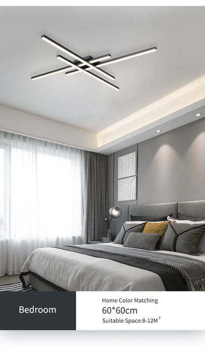 Modern Black LED Chandelier Lights for Bedroom and Living Room