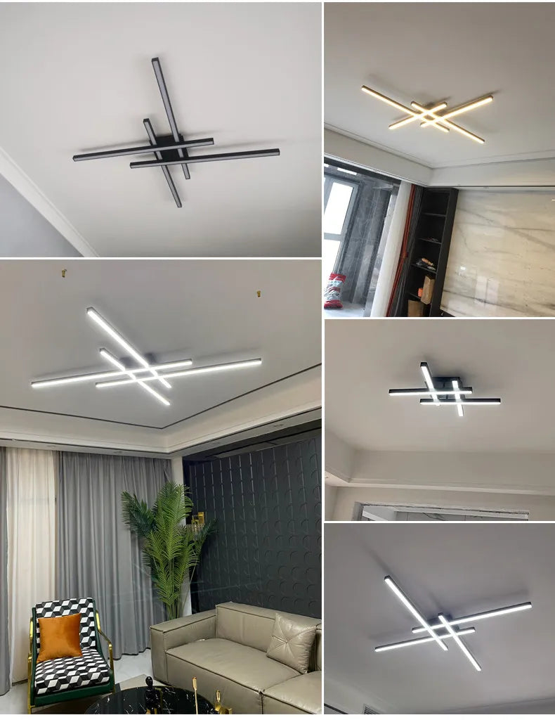 Modern Black LED Chandelier Lights for Bedroom and Living Room