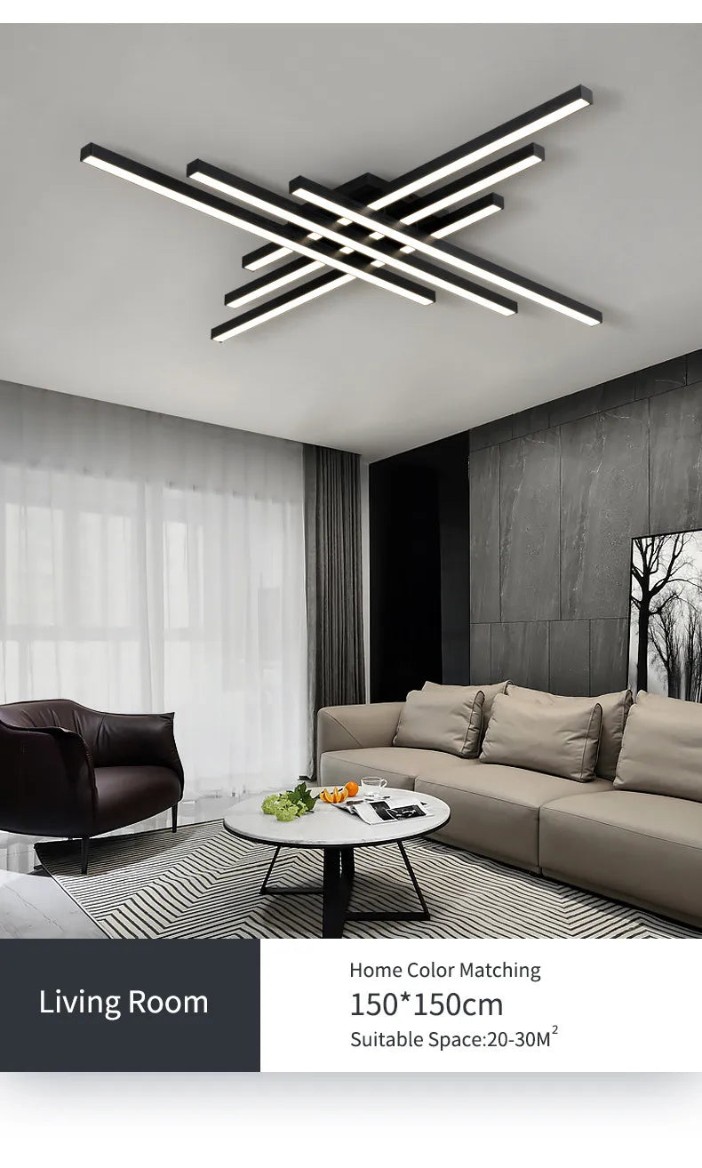 Modern Black LED Chandelier Lights for Bedroom and Living Room