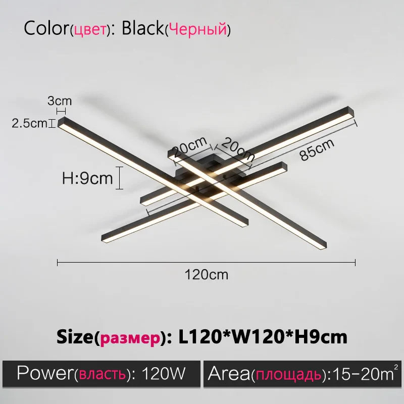 Modern Black LED Chandelier Lights for Bedroom and Living Room - Black 4 heads 120cm / Neutral light(4000K)