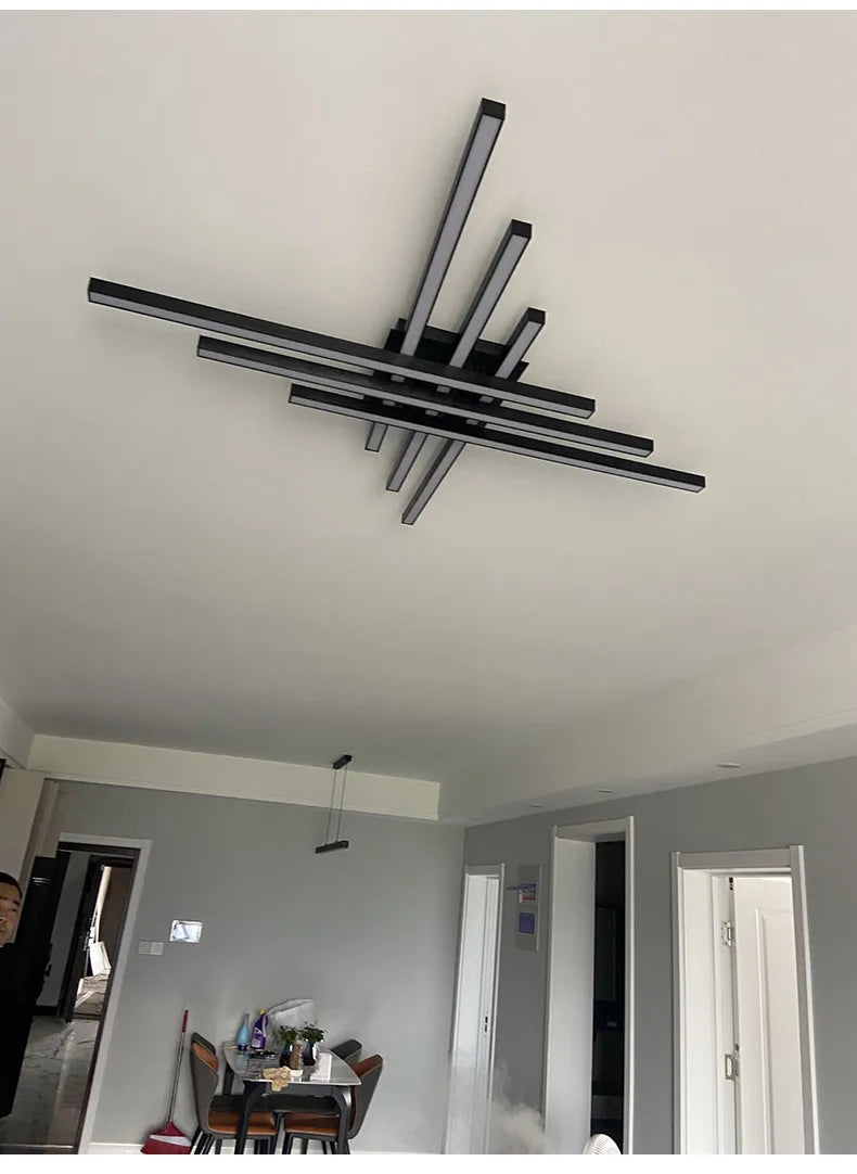 Modern Black LED Chandelier Lights for Bedroom and Living Room