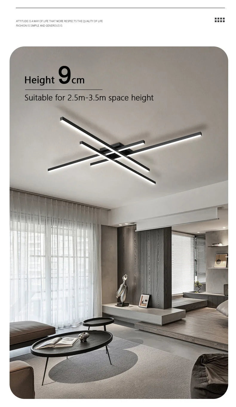 Modern Black LED Chandelier Lights for Bedroom and Living Room