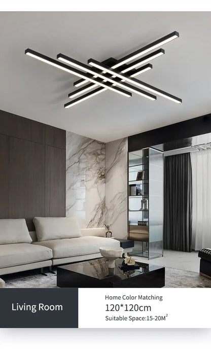 Modern Black LED Chandelier Lights for Bedroom and Living Room