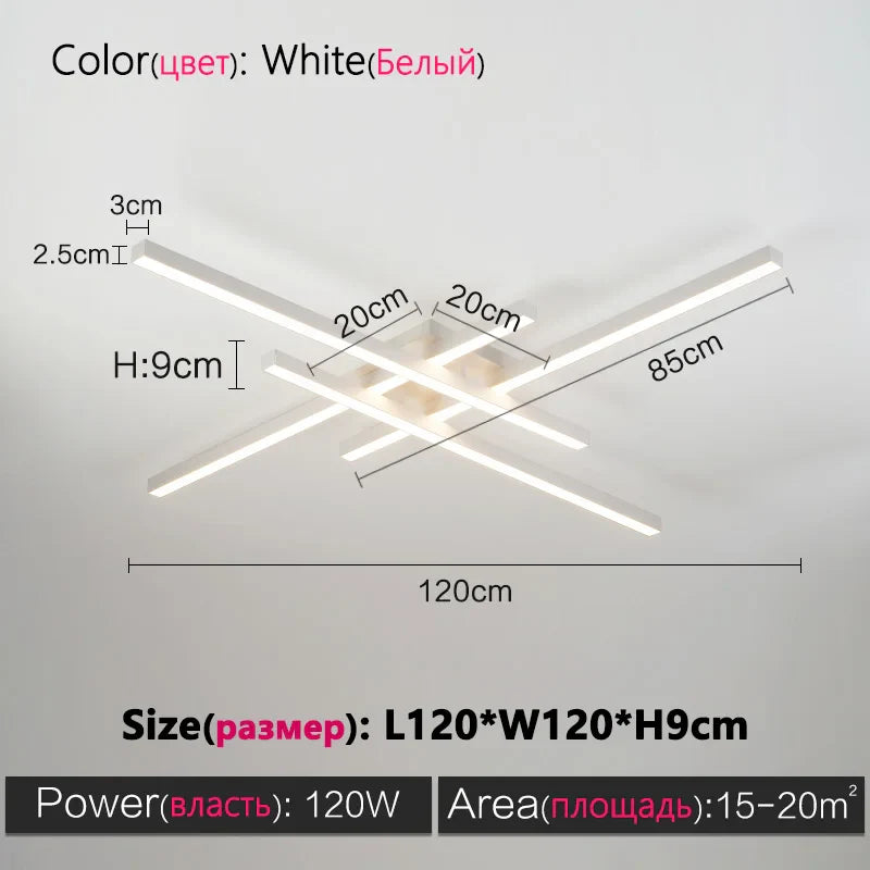 Modern Black LED Chandelier Lights for Bedroom and Living Room - White 4 heads 120cm / Neutral light(4000K)