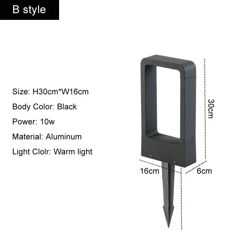 Modern black led garden light made of aluminum with warm white illumination for outdoor pathway lighting
